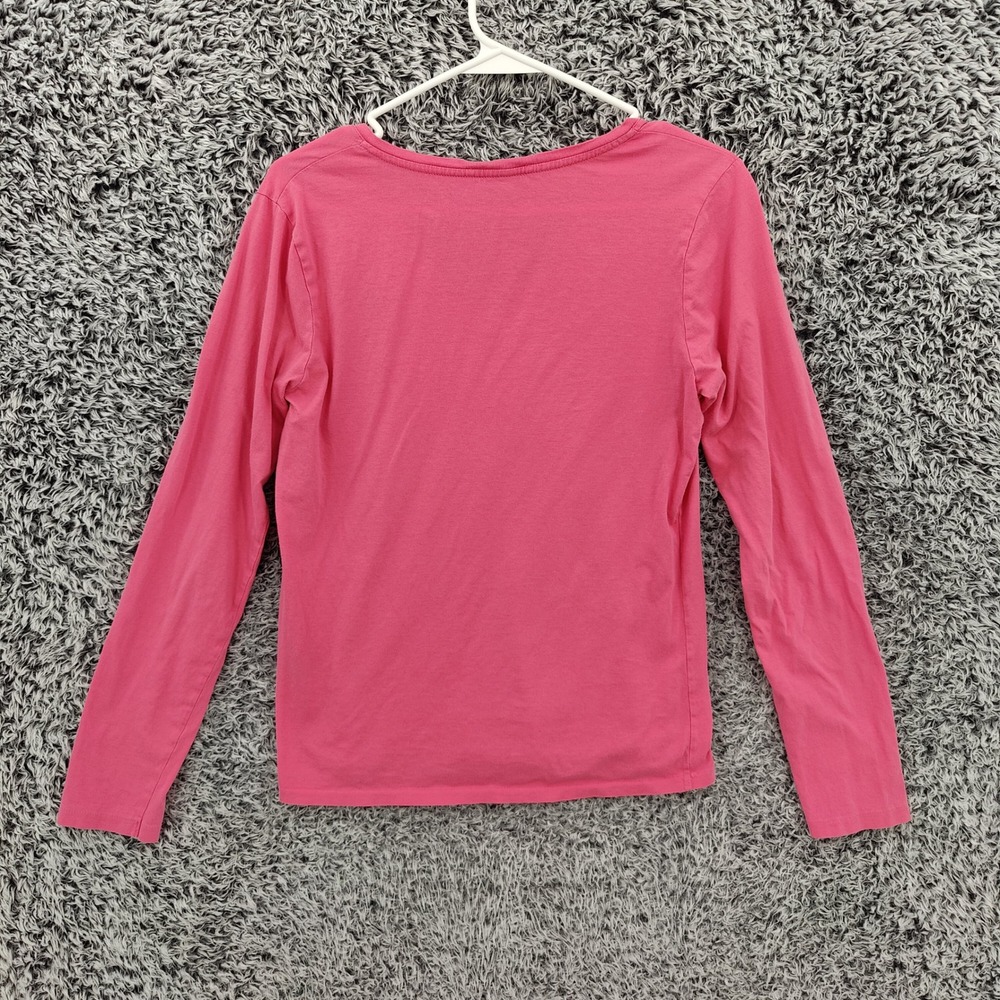Ralph Lauren Sport Womens Preppy V-Neck Long Sleeve Tee L Pink Pima Cotton Pony - Picture 4 of 15
